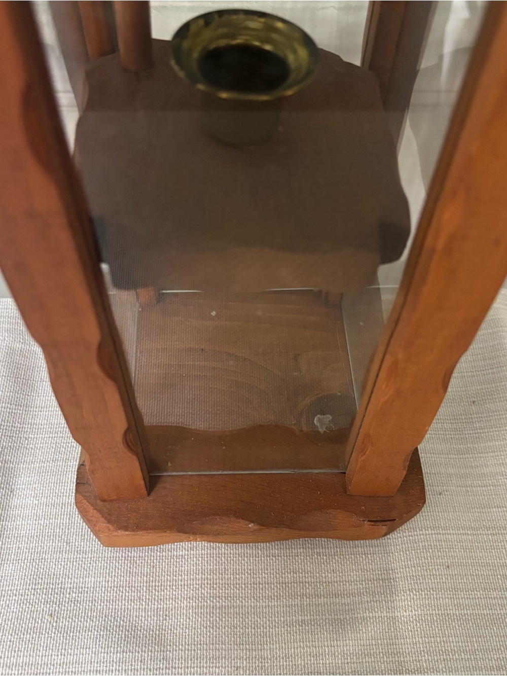Vintage Wood Candle Lantern with Candle Lift Rustic Dark Brown - Picture 4 of 8
